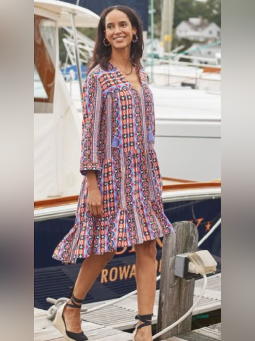 Tyler‎ Boe Holly Festival Skimmer Bohemian Multicolor Dress. Size Large.